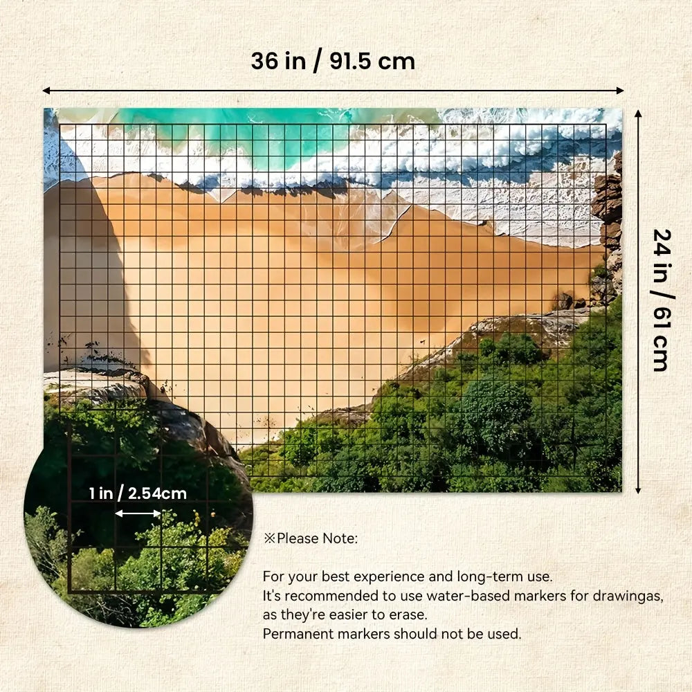 Dual-Sided Battle Terrain Grid Map Set – Paper RPG Gaming Maps with Dice, Mountains & Water Charts for Dungeons & Dragons & Tabletop Games Gamers Guild