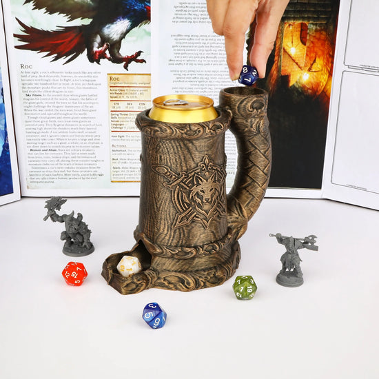Druid Wolf Crest Dice Tower Mug – Hand-Painted Dice Roller & Drink Holder for D&D, Pathfinder & RPG Gamers Guild