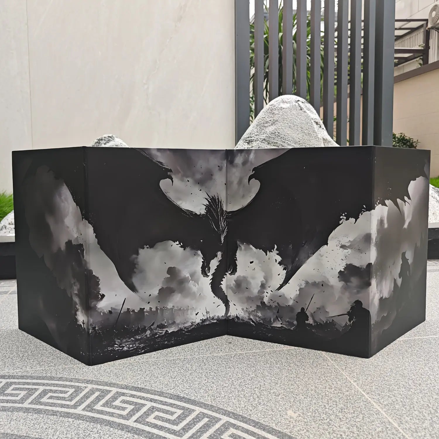 Foldable DND Master Screen – 4-Panel Fire & Dragon Battle Design with 5E Inserts for Dungeons & Dragons, Pathfinder & TTRPGs Gamers Guild