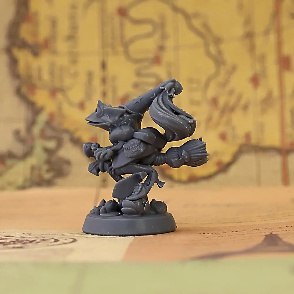 Frog Wizardess Miniature – Unpainted Resin Spellcaster with Mushroom & Bat Motif Gamers Guild