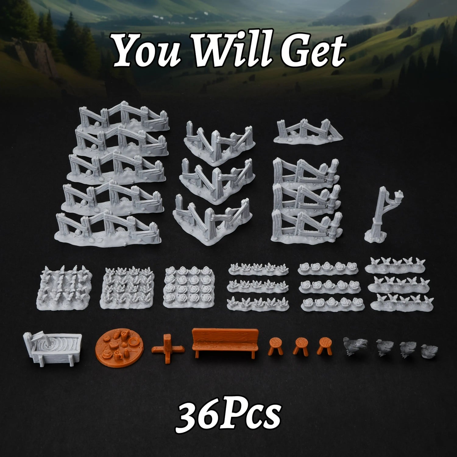 Farm Terrain Miniatures Set – 28mm–32mm Rural Accessories for Fantasy Tabletop RPGs Gamers Guild
