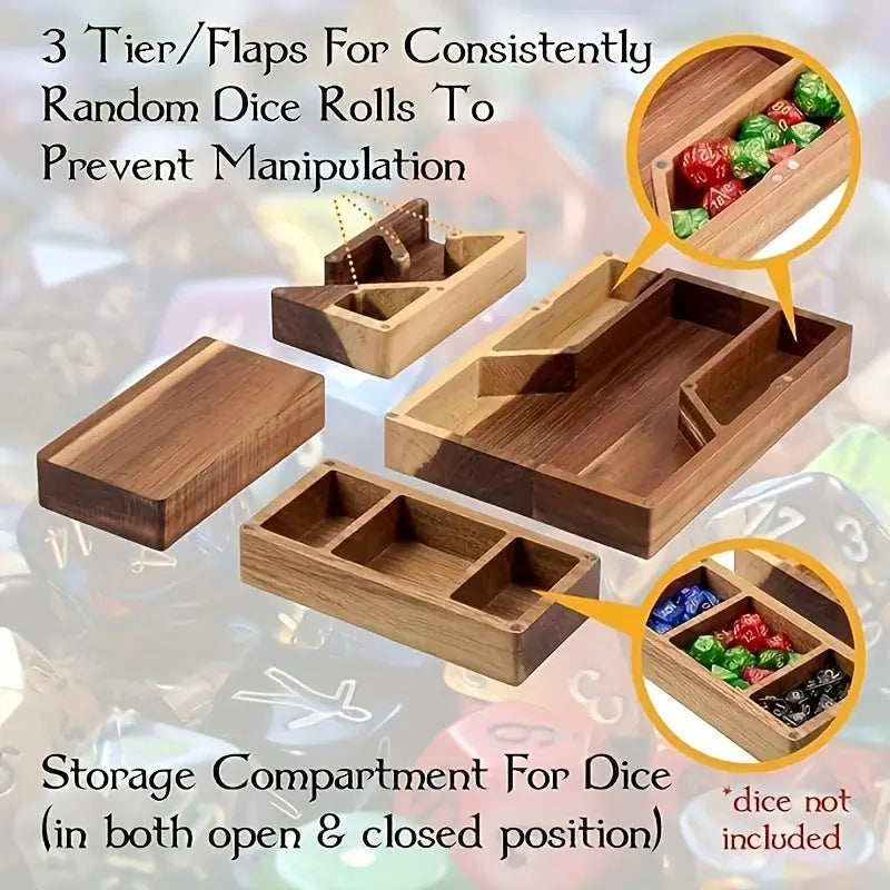 Wooden Magnetic Dice Tower with Tray – Portable Rolling Station for D&D, Pathfinder & RPG Tabletop Games Gamers Guild