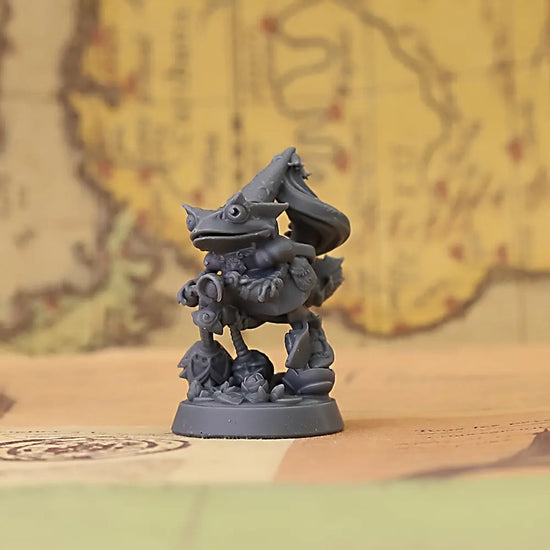 Frog Wizardess Miniature – Unpainted Resin Spellcaster with Mushroom & Bat Motif Gamers Guild