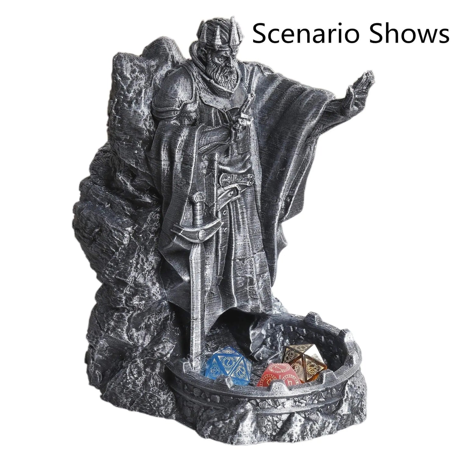 Retro Hand-Painted Dice Tower & Tray – 3D Printed “Statue of the Gods” Roller for D&D, Pathfinder & RPG Gamers Guild