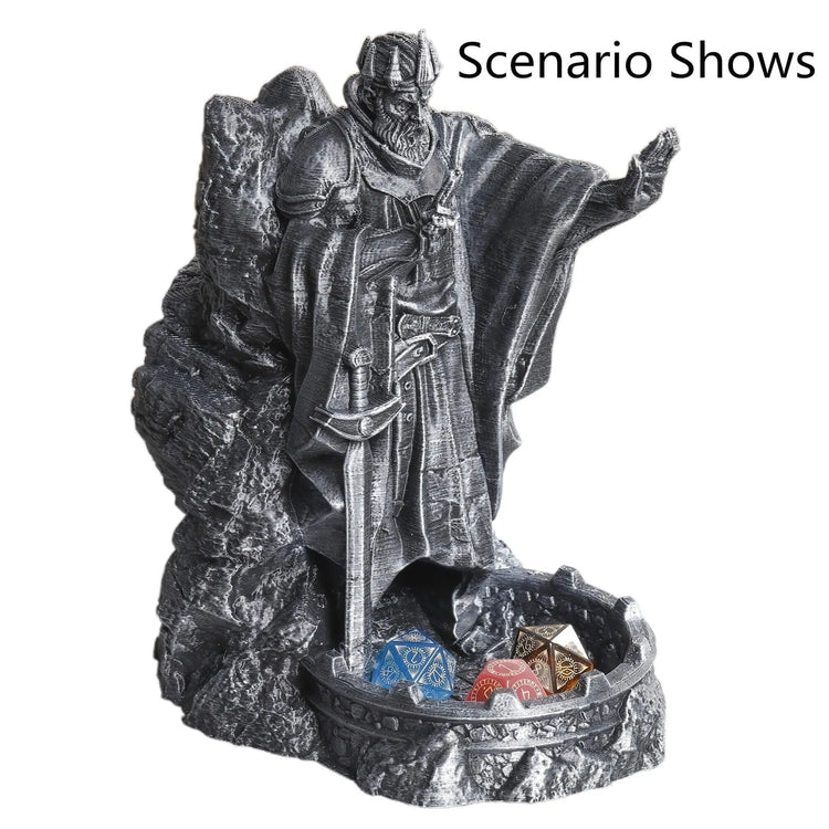 Retro Hand-Painted Dice Tower & Tray – 3D Printed “Statue of the Gods” Roller for D&D, Pathfinder & RPG Gamers Guild
