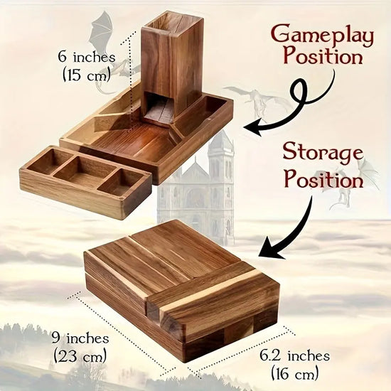 Wooden Magnetic Dice Tower with Tray – Portable Rolling Station for D&D, Pathfinder & RPG Tabletop Games Gamers Guild