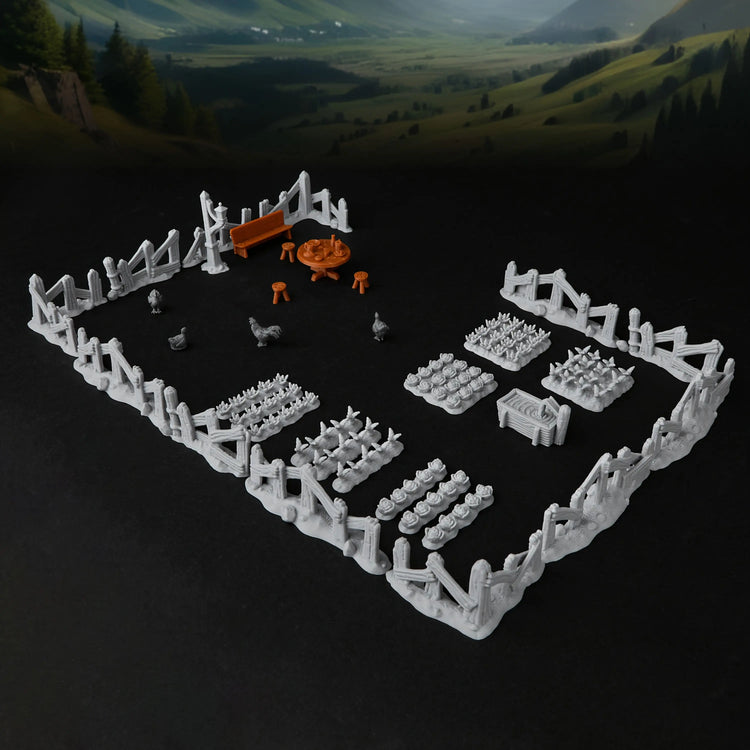 Farm Terrain Miniatures Set – 28mm–32mm Rural Accessories for Fantasy Tabletop RPGs Gamers Guild