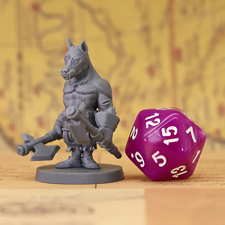 Double Axe Dog Miniature – Mythical ABS Warrior Hound for TTRPGs Gamers Guild