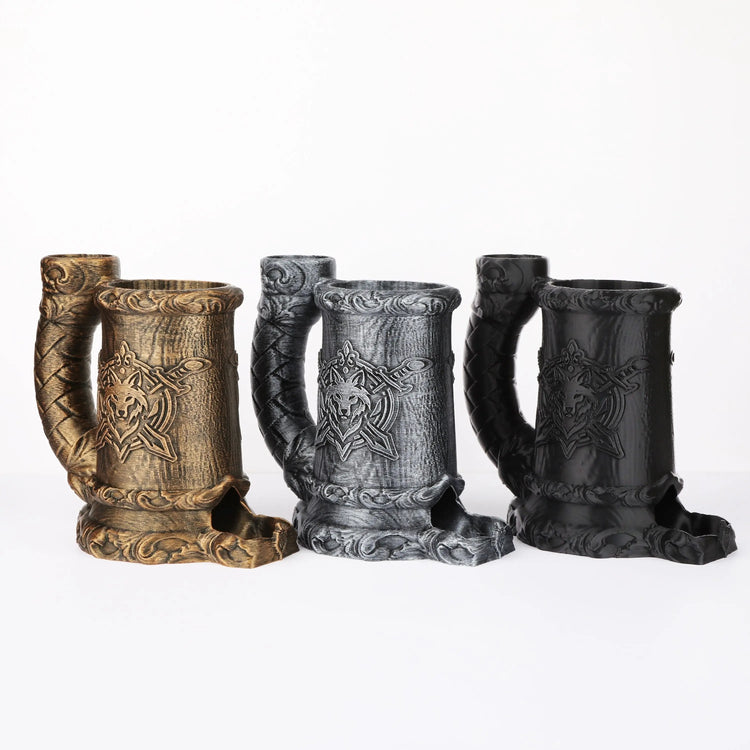 Druid Wolf Crest Dice Tower Mug – Hand-Painted Dice Roller & Drink Holder for D&D, Pathfinder & RPG Gamers Guild