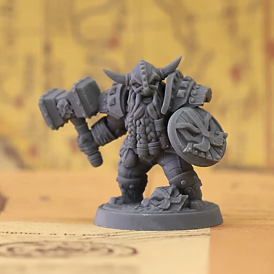 Dwarf Heritage Defense Miniature – 3D Printed Axe & Shield Warrior for TTRPGs Gamers Guild
