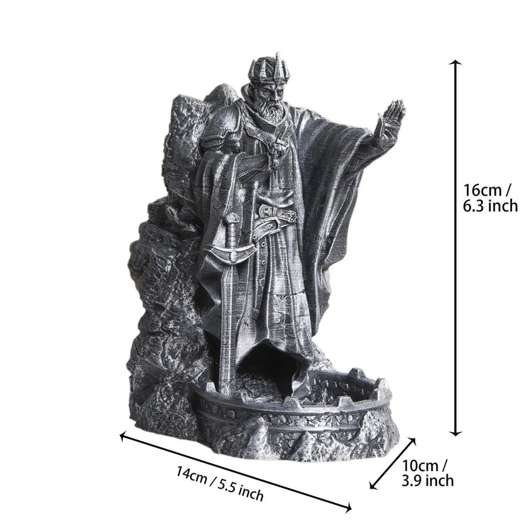 Retro Hand-Painted Dice Tower & Tray – 3D Printed “Statue of the Gods” Roller for D&D, Pathfinder & RPG Gamers Guild