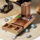 Wooden Magnetic Dice Tower with Tray – Portable Rolling Station for D&D, Pathfinder & RPG Tabletop Games Gamers Guild