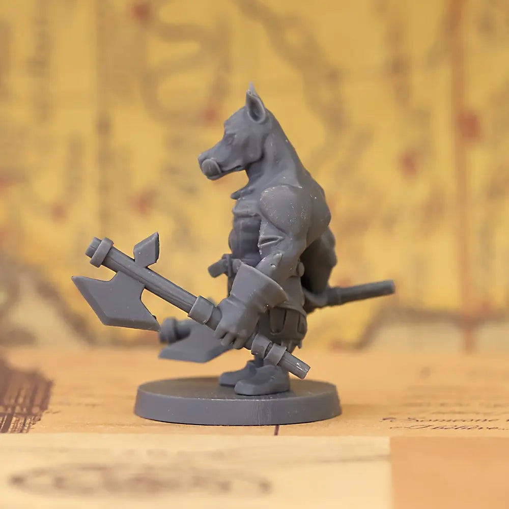 Double Axe Dog Miniature – Mythical ABS Warrior Hound for TTRPGs Gamers Guild