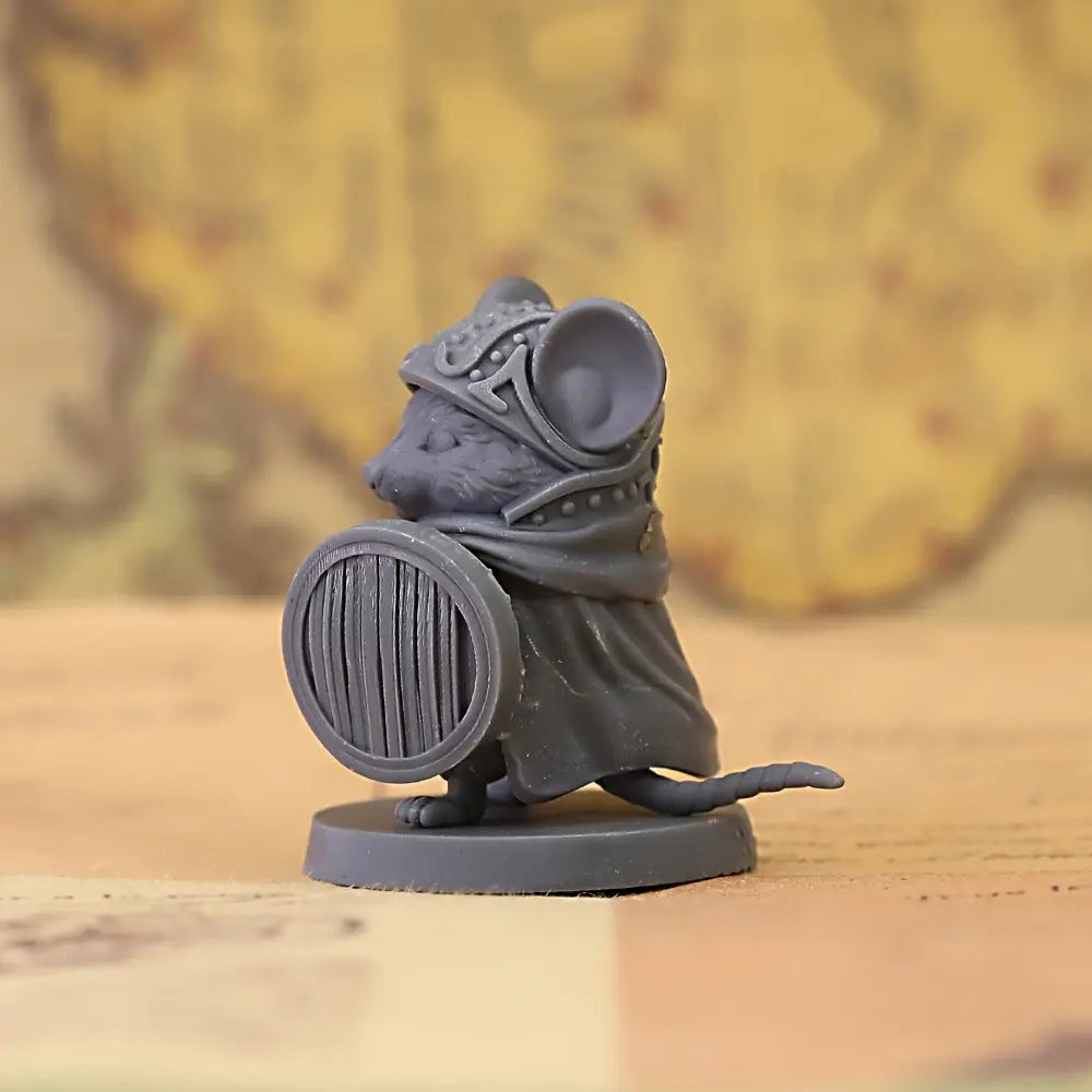 Mouse Warrior Miniature – Hand-Painted Resin Hero with Sword & Shield Gamers Guild
