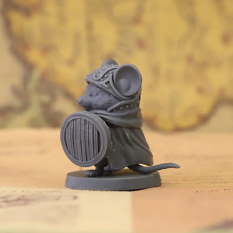 Mouse Warrior Miniature – Hand-Painted Resin Hero with Sword & Shield Gamers Guild