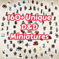 Collection of 160+ unique D&D miniatures featuring heroes, monsters, and NPCs for tabletop gaming.