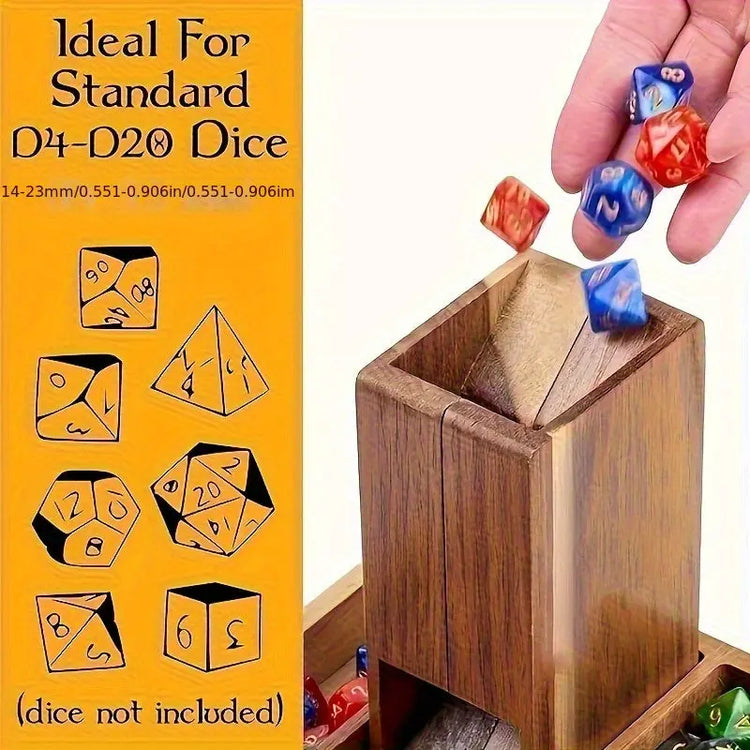 Wooden Magnetic Dice Tower with Tray – Portable Rolling Station for D&D, Pathfinder & RPG Tabletop Games Gamers Guild
