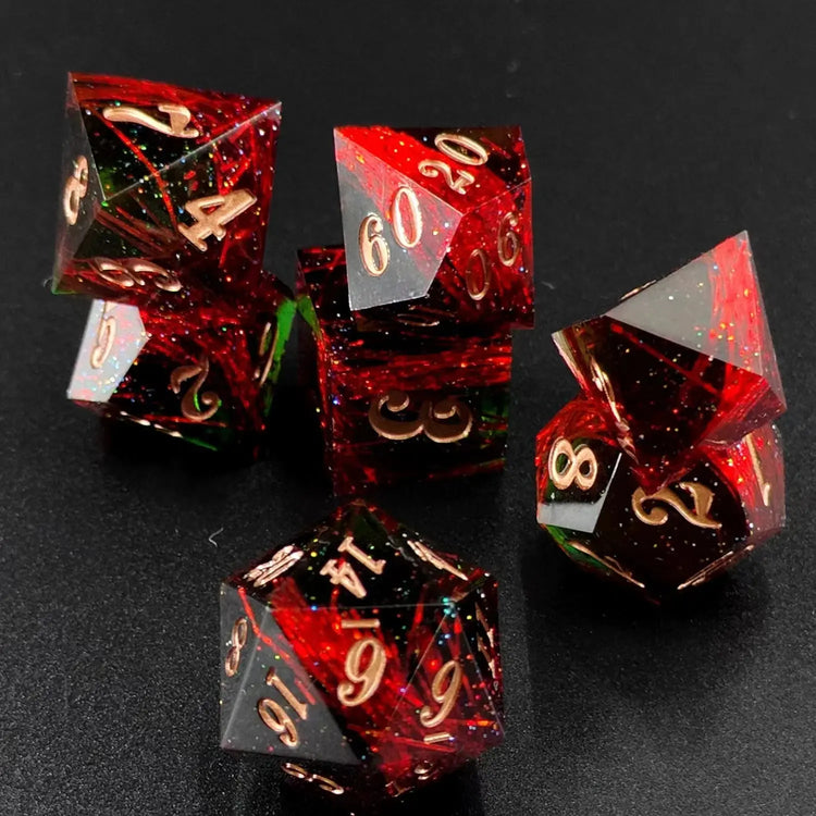 Green Resin Sharp Edge Dice Set – Handmade Polyhedral Dice for D&D, Pathfinder & RPGs Gamers Guild