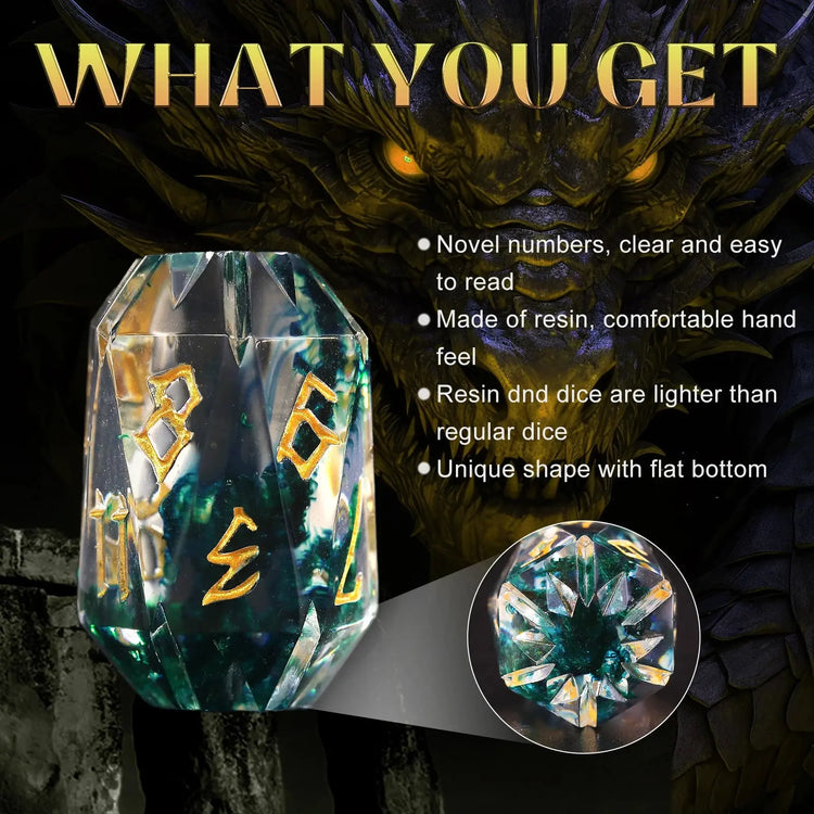 7-Piece Stonehenge Resin Dice Set – Hand-Polished Polyhedral DND Dice with Box for Dungeons & Dragons & RPG Tabletop Games Gamers Guild