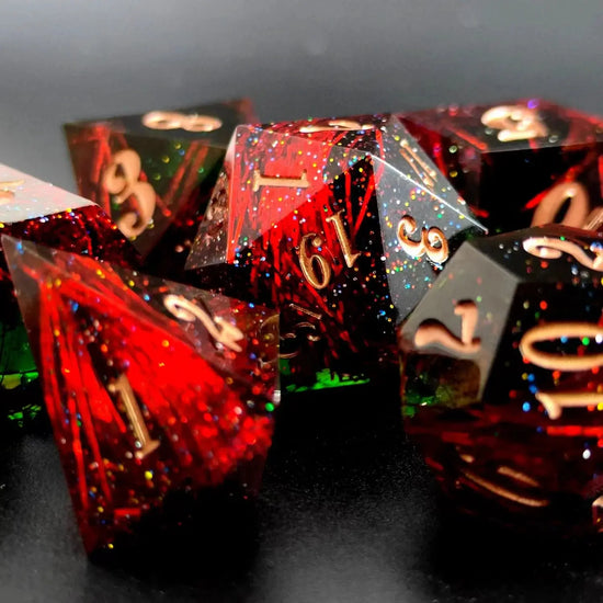 Green Resin Sharp Edge Dice Set – Handmade Polyhedral Dice for D&D, Pathfinder & RPGs Gamers Guild