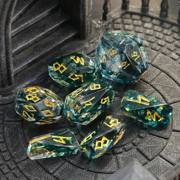 7-Piece Stonehenge Resin Dice Set – Hand-Polished Polyhedral DND Dice with Box for Dungeons & Dragons & RPG Tabletop Games Gamers Guild