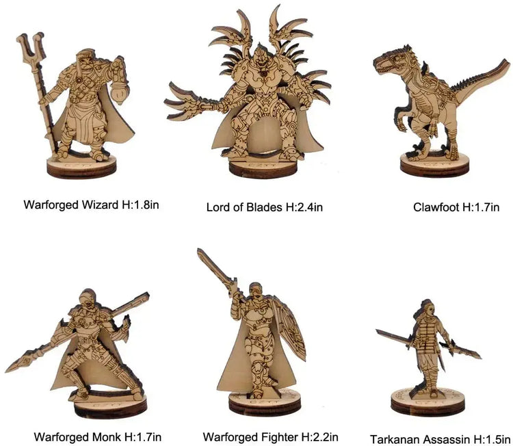 D&D Fantasy Miniatures – 6PCS Wood Laser Cut Figures (Eberron Campaign, 28mm Scale) Gamers Guild