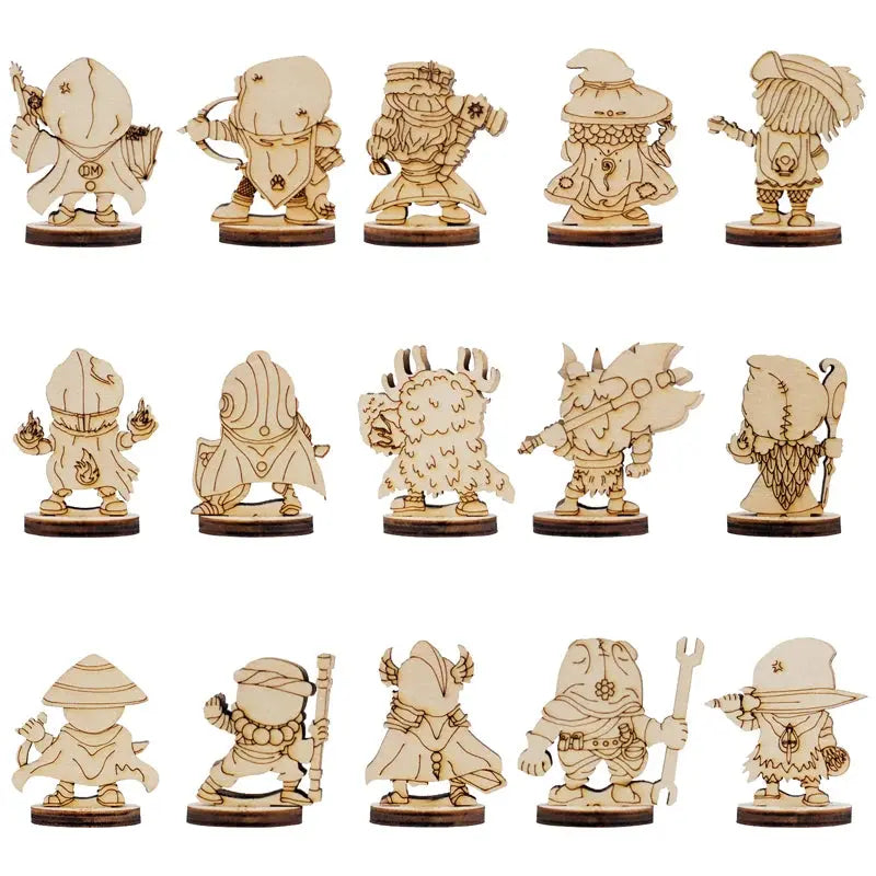 DND Fantasy Miniatures – 14 Character Classes Set (2.5D Wood, 28mm Scale) Gamers Guild