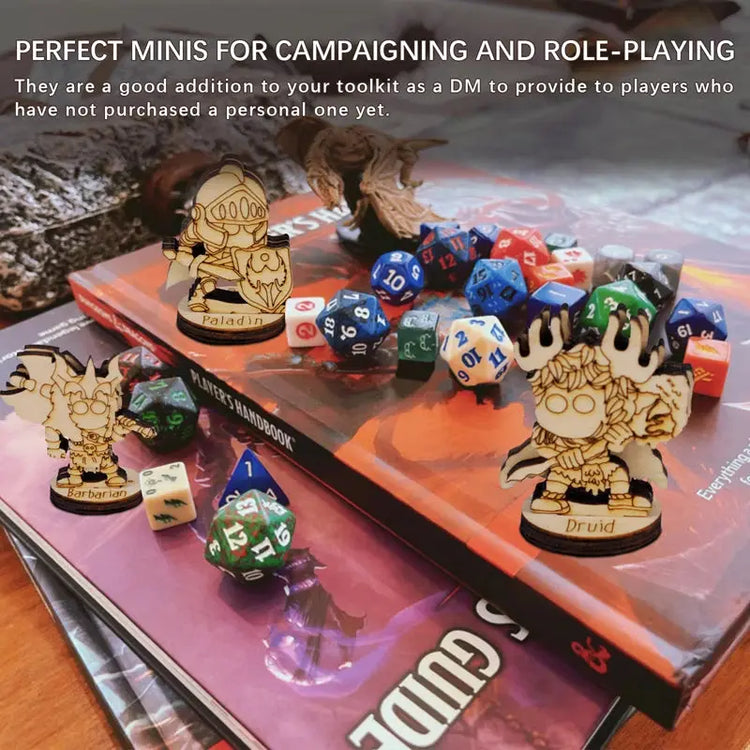 DND Fantasy Miniatures – 14 Character Classes Set (2.5D Wood, 28mm Scale) Gamers Guild
