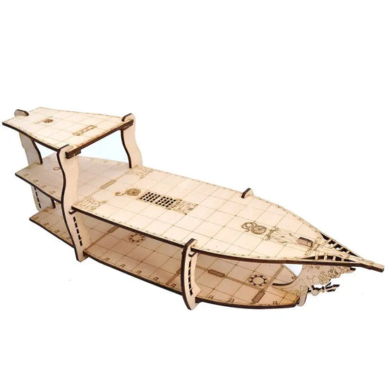 3-Level Brigantine Ship Display Stand – Wooden D&D Miniature Vessel for Tabletop RPGs Gamers Guild