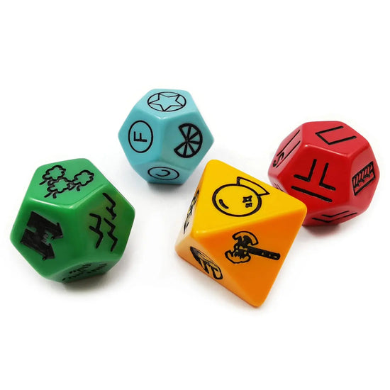 4-Piece Polyhedral RPG Dice Set – Dungeon Terrain, Features, Wilderness & Treasure Dice for D&D, Pathfinder & Fantasy Games Gamers Guild