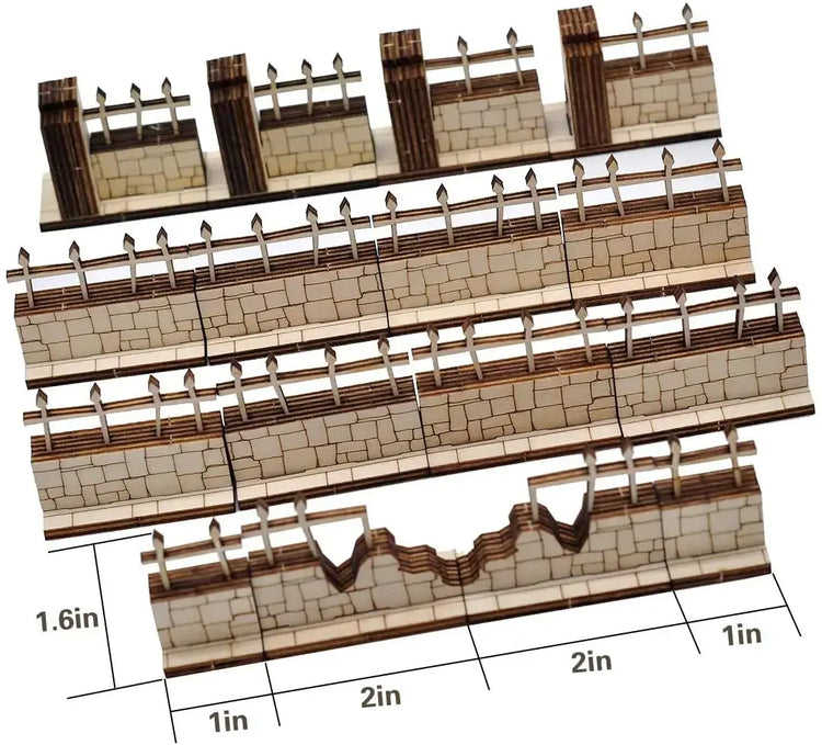 Dungeon Brick Walls – Set of 16 Laser-Cut Wood Terrain Tiles  28mm Scale Modular Scenery for D&D & TTRPGs Gamers Guild