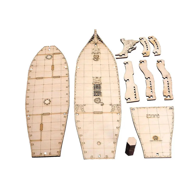 3-Level Brigantine Ship Display Stand – Wooden D&D Miniature Vessel for Tabletop RPGs Gamers Guild