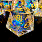 7-Piece Transparent Resin Dice Set – Sharp Edge Polyhedral Dice with Gold Numbers for RPGs Gamers Guild
