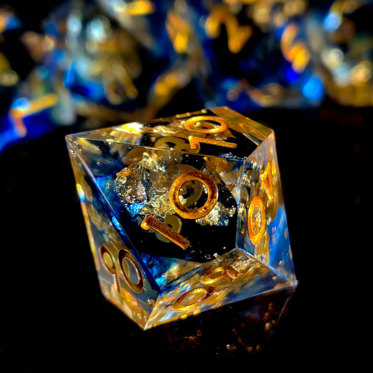 7-Piece Light Blue Resin Polyhedral Dice Set – Gold Numbered DND Dice for RPG & Tabletop Games Gamers Guild