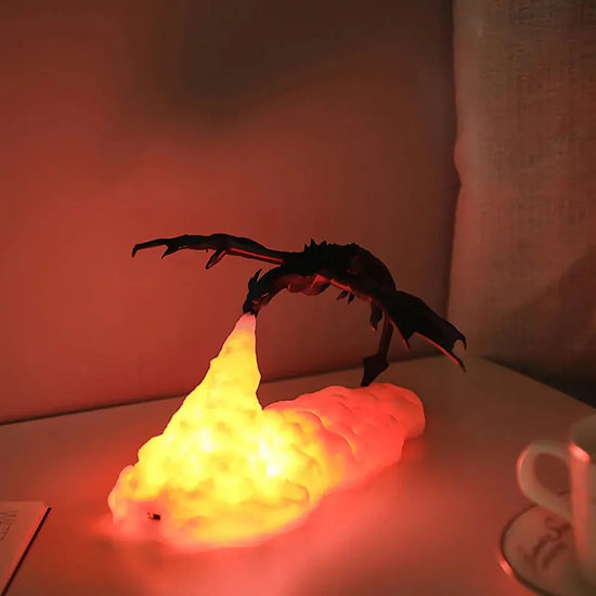 3D Printed Fire Dragon Light – USB Rechargeable LED Lamp for Gaming, Mystery Nights & Fantasy Decor Gamers Guild