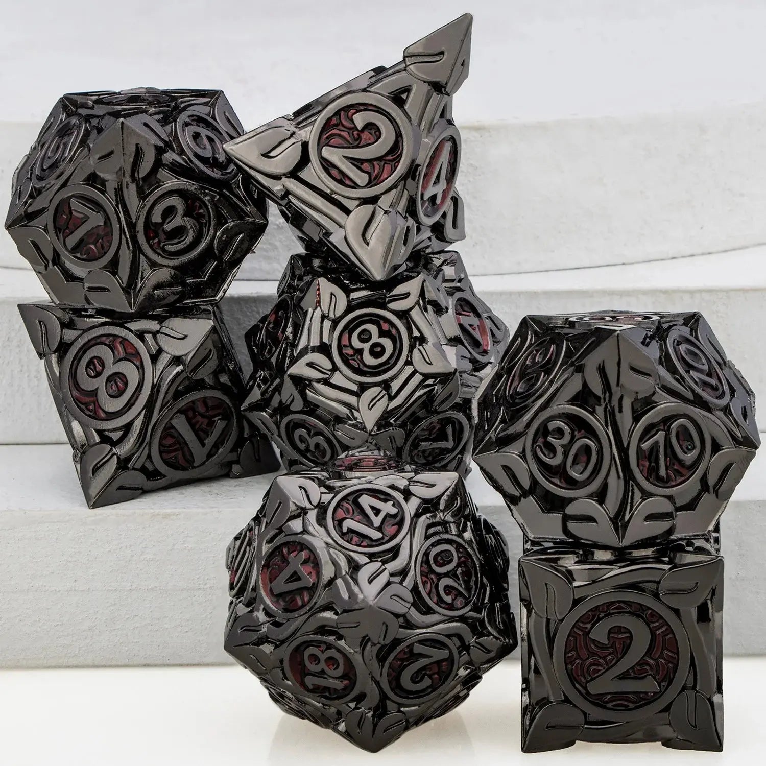 Tree Root Metal Dice Set – Red Polyhedral Dice for D&D, Pathfinder & RPGs Gamers Guild