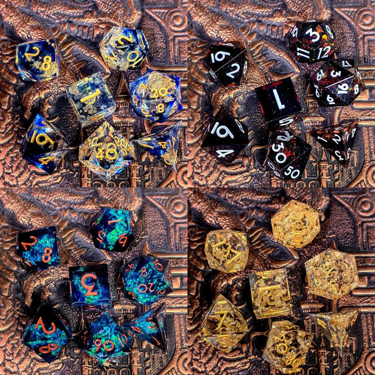 7-Piece Light Blue Resin Polyhedral Dice Set – Gold Numbered DND Dice for RPG & Tabletop Games Gamers Guild
