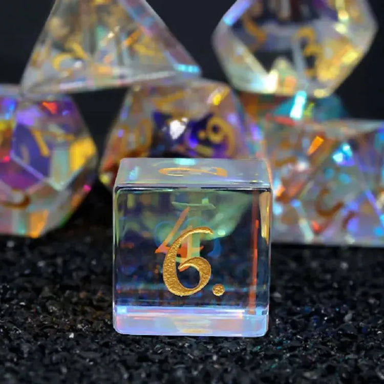 7-Piece Crystal Glass Polyhedral Dice Set – Transparent DND Dice for Dungeons & Dragons, RPG & Board Games Gamers Guild
