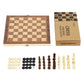 3 in 1 foldable travel chess set with chess board, pieces for checkers and backgammon for on-the-go entertainment.