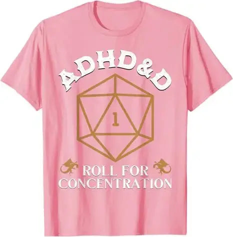 ADHD&D Roll for Concentration T-Shirt – Funny RPG Graphic Tee | Vintage Gamer Shirt for Men & Women Gamers Guild
