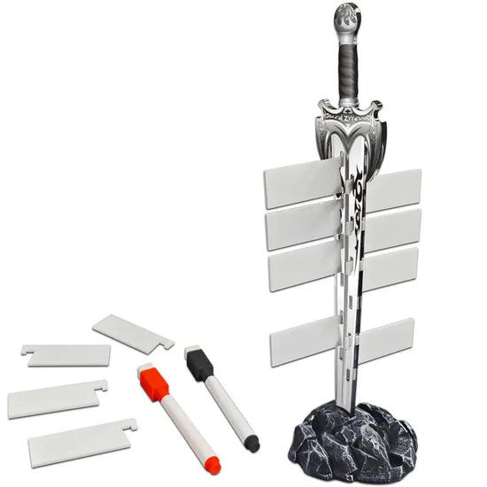 Acrylic Sword Initiative Tracker – Laser-Cut Sword in Magic Circle Base with 12 Erasable Flags for D&D & RPGs Gamers Guild