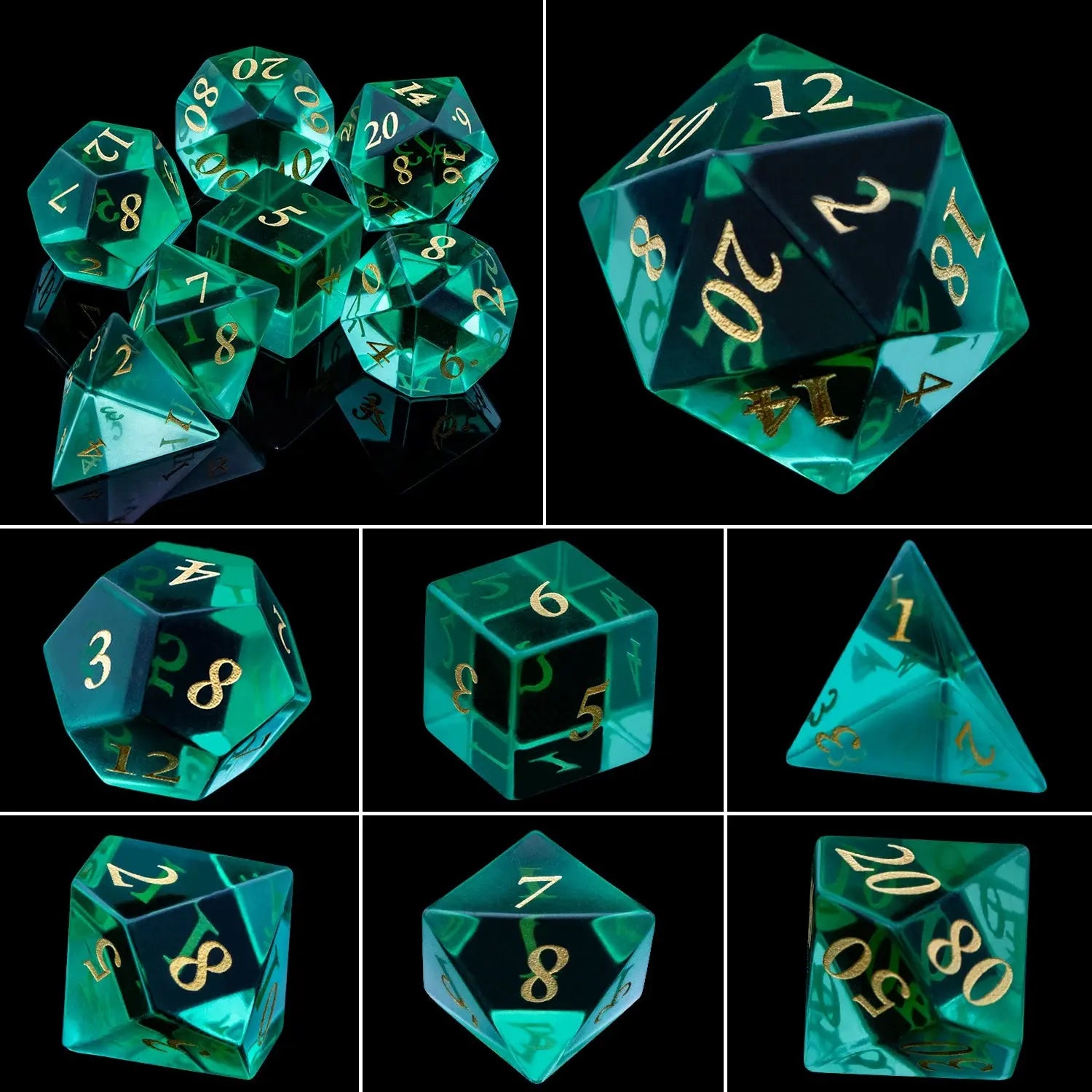 Purple Crystal Stone & Gem Dice Set – Sharp Edge Polyhedral Dice for D&D, Pathfinder & RPGs Gamers Guild