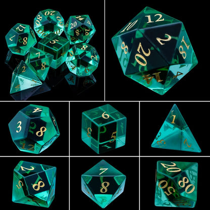 Purple Crystal Stone & Gem Dice Set – Sharp Edge Polyhedral Dice for D&D, Pathfinder & RPGs Gamers Guild