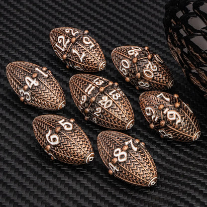 ARUOHHA Copper Purple Dragon Egg Dice Set – Metal Polyhedral Dice with Rotating Shell for D&D, Pathfinder & RPGs Gamers Guild