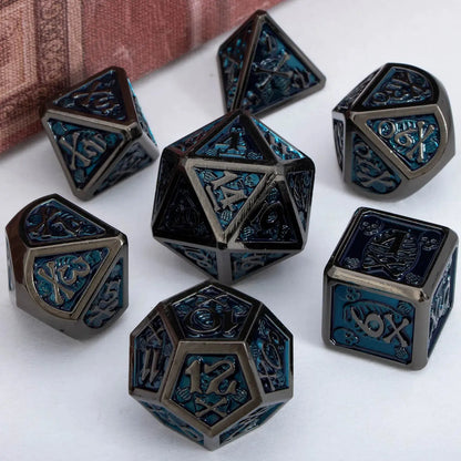 ARUOHHA Black & Red Skull Metal Dice Set – Polyhedral Dice for D&D, Pathfinder & RPGs Gamers Guild