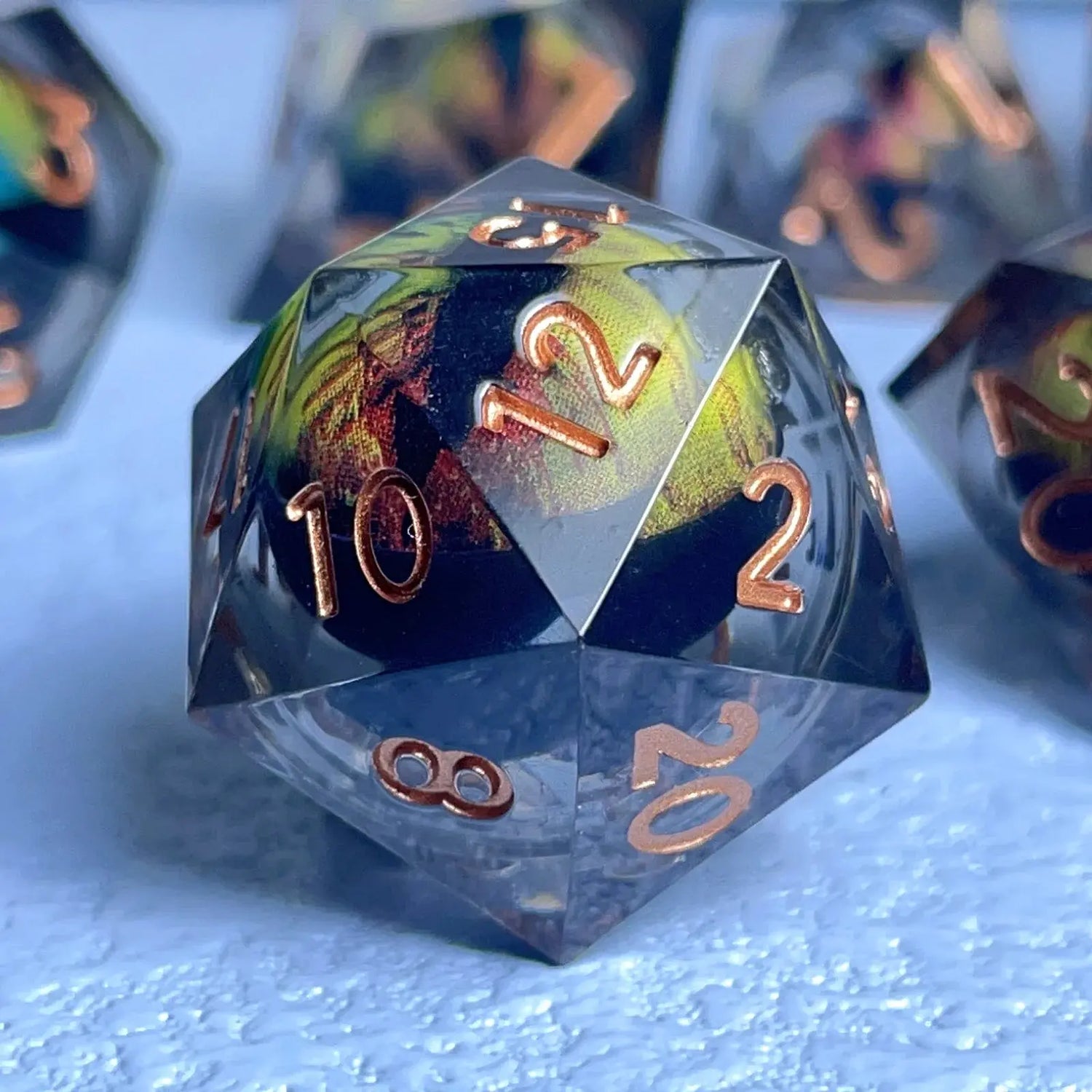 Dragon’s Eye Liquid Core Dice Set – Sharp Edge Polyhedral Resin Dice for D&D, Pathfinder & RPGs Gamers Guild