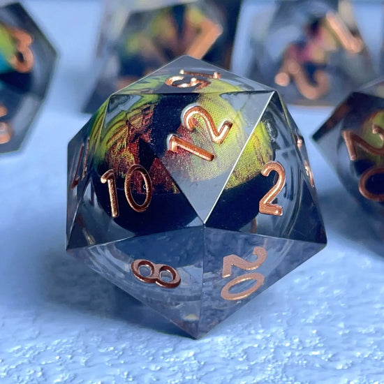 Dragon’s Eye Liquid Core Dice Set – Sharp Edge Polyhedral Resin Dice for D&D, Pathfinder & RPGs Gamers Guild