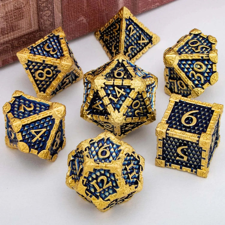 Golden Red Dragon Scale Metal Dice Set – Polyhedral Dice for D&D, Pathfinder & RPGs Gamers Guild