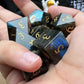 Labradorite Skull Dice Set – 7pc Gemstone Polyhedral Dice with Gold Script for DND & RPG Campaigns Gamers Guild