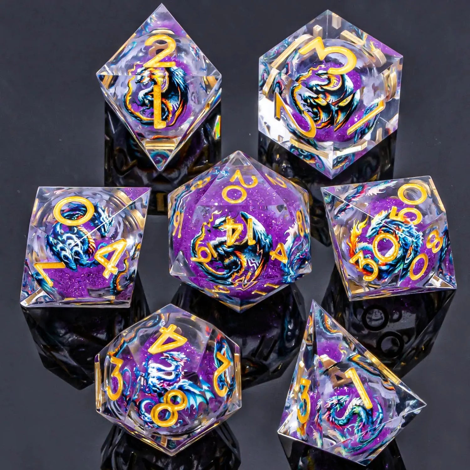 Liquid Core Dice Set – Sharp Edge Resin Polyhedral Dice for D&D, Pathfinder & RPGs Gamers Guild